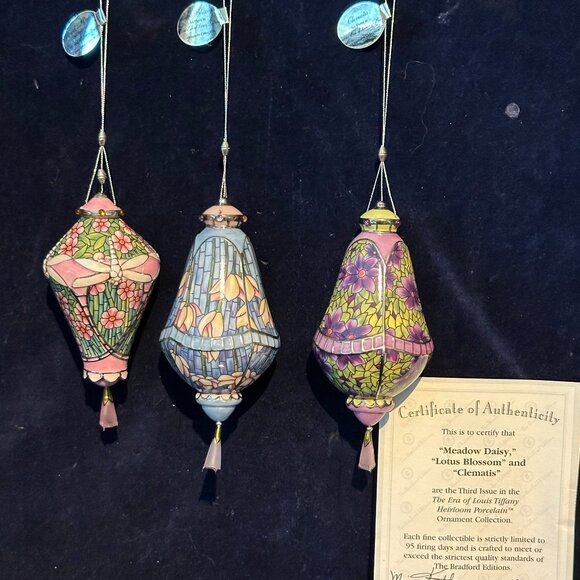 Bradford Exchange Era Of Louis Tiffany Heirloom Porcelain Ornament Collection - Picture 8 of 9